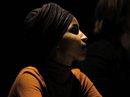 MINNEAPOLIS, MN - AUGUST 27: Rep. Ilhan Omar (D-MN) listens to to a question from a modera
