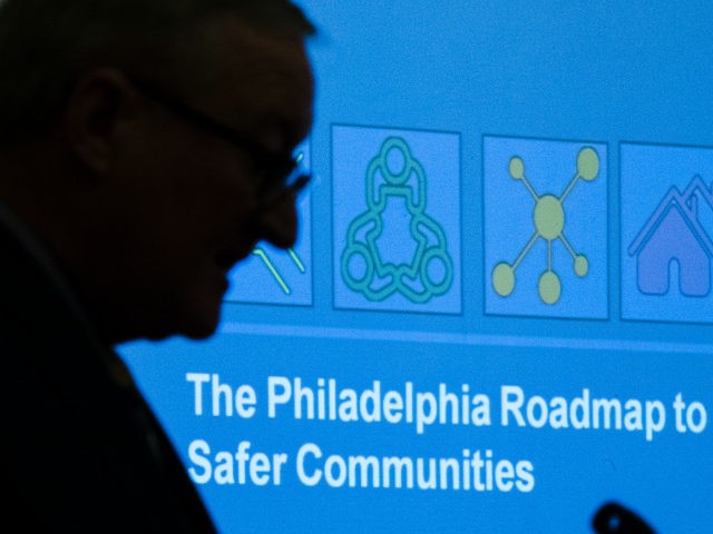 Philadelphia Mayor Jim Kenney speaks during a news conference at City Hall in Philadelphia