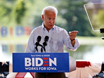 Democratic presidential candidate former Vice President Joe Biden speaks during a community event, Tuesday, Aug. 20, 2019, in Prole, Iowa. (AP Photo/Charlie Neibergall)