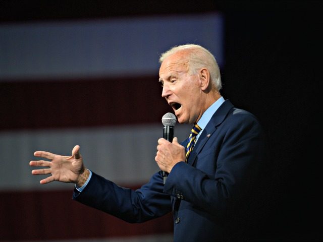 DES MOINES, IA - AUGUST 10: Democratic presidential candidate and former Vice President Joe Biden speaks on stage during a forum on gun safety at the Iowa Events Center on August 10, 2019 in Des Moines, Iowa. The event was hosted by Everytown for Gun Safety. (Photo by Stephen Maturen/Getty …