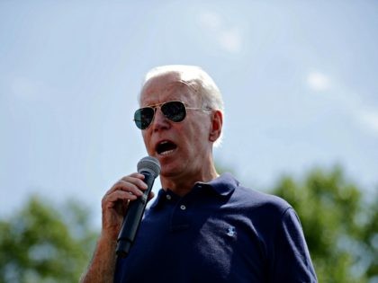 DES MOINES, IOWA - AUGUST 08: Democratic presidential candidate and former Vice President Joe Biden delivers a 20-minute campaign speech at the Des Moines Register Political Soapbox at the Iowa State Fair August 08, 2019 in Des Moines, Iowa. 22 of the 23 politicians seeking the Democratic Party presidential nomination …