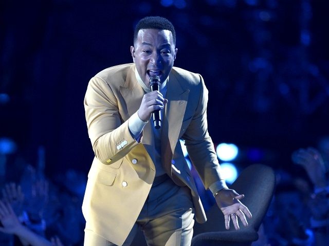 John Legend performs "Preach" at the iHeartRadio Music Awards on Thursday, March 14, 2019, at the Microsoft Theater in Los Angeles. (Photo by Chris Pizzello/Invision/AP)