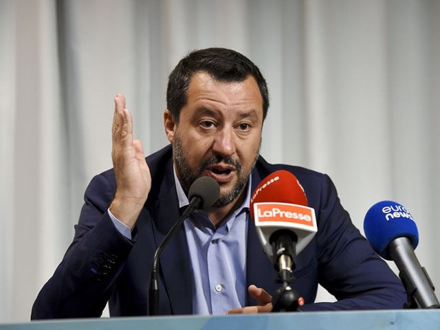 Italy's Interior Minister and deputy Prime minister Matteo Salvini attends a press conference in Helsinki, Finland on July 18, 2019 after an Informal Meeting of EU Ministers for Home Affairs. (Photo by Emmi Korhonen / Lehtikuva / AFP) / Finland OUT (Photo credit should read EMMI KORHONEN/AFP/Getty Images)