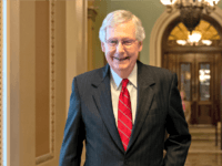 Senate Majority Leader Mitch McConnell, R-Ky., smiles after vote on a hard-won budget deal that would permit the government to resume borrowing to pay all of its obligations and would remove the prospect of a government shutdown in October, at the Capitol in Washington, Thursday, Aug. 1, 2019. (AP Photo/J. …