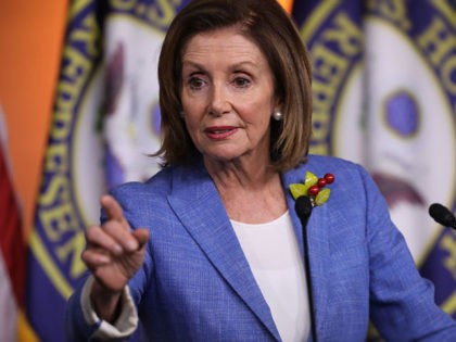 WASHINGTON, DC - JULY 26: Speaker of the House Nancy Pelosi (D-CA) holds her weekly press conference at the U.S. Capitol Visitors Center July 26, 2019 in Washington, DC. The House of Representatives passed a 2-year budget deal Thursday that was struck between Pelosi and Treasury Secretary Steven Mnuchin. (Photo …
