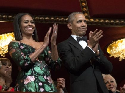 WASHINGTON, DC - DECEMBER 4: President Barack Obama and first lady Michelle Obama attend the Kennedy Center Honors show December 4, 2016 at the Kennedy Center in Washington, DC. The honorees include the band The Eagles, singer Mavis Staples, actor Al Pacino, singer James Taylor and pianist Martha Argerich. (Photo …