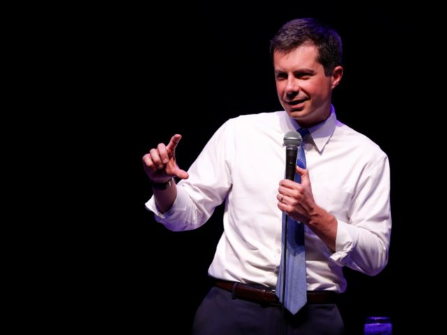 Democratic presidential candidate South Bend Mayor Pete Buttigieg speaks at a campaign eve