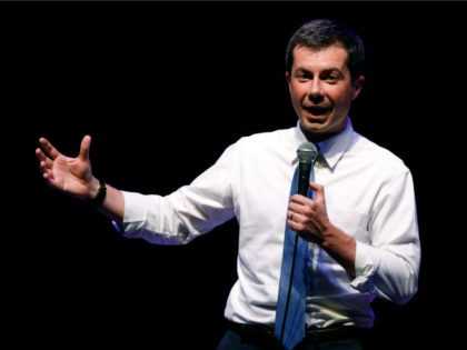 Democratic presidential candidate South Bend Mayor Pete Buttigieg speaks at a campaign eve