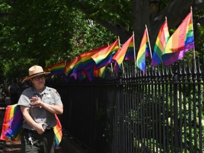 Pride flags on fence
