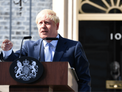 LONDON, ENGLAND - JULY 24: New Prime Minister Boris Johnson speaks to media outside Number 10, Downing Street on July 24, 2019 in London, England. Boris Johnson, MP for Uxbridge and South Ruislip, was elected leader of the Conservative and Unionist Party yesterday receiving 66 percent of the votes cast …