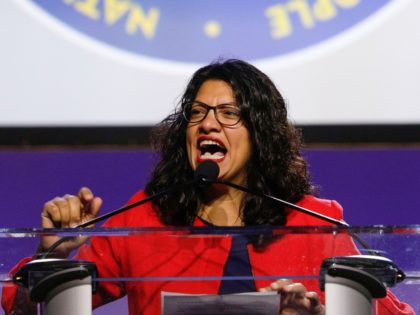 DETROIT, MI - JULY 22: U.S. Rep. Rashida Tlaib (D-MI) speaks at the opening plenary sessio