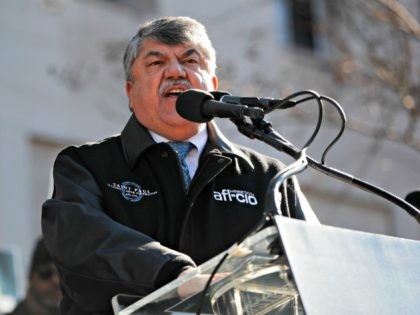 AFL-CIO President Richard Trumka speaks to union members and other federal employees at a