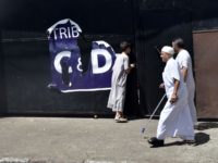 A picture shows on August 23, 2019, the exterior of Algiers' August-20 Stadium where five young people were killed and dozens more injured in a stampede at a packed rap concert the previous night. - The stampede took place as fans thronged an entrance of the stadium where rapper Soolking …