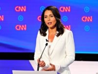 Rep. Tulsi Gabbard, D-Hawaii, speaks during the second of two Democratic presidential primary debates hosted by CNN Wednesday, July 31, 2019, in the Fox Theatre in Detroit. (AP Photo/Paul Sancya)