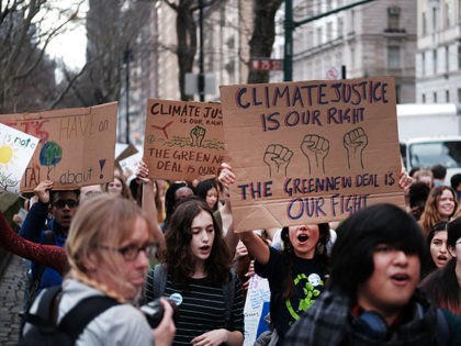 NEW YORK, NY - MARCH 15: Students march to the Museum of Natural History to protest the la