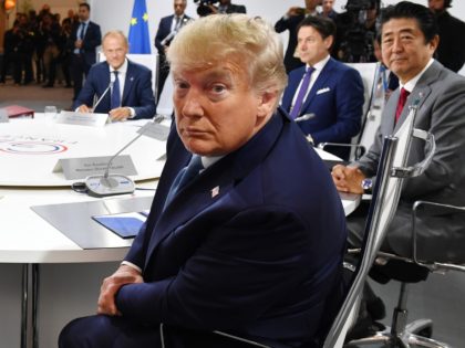 BIARRITZ, FRANCE - AUGUST 25: US President Donald Trump attends the first working session