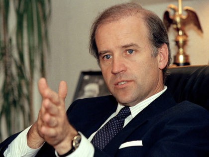 Sen. Joe Biden (D-Del.) talks to a reporter during an interview in his Capitol Hill office, Jan. 15, 1987. Biden is the new chairman of the Senate Judiciary Committee. (AP Photo/Lana Harris)