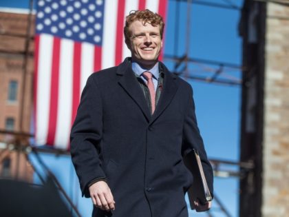 LAWRENCE, MA - FEBRUARY 09: Rep. Joe Kennedy III takes the stage before introducing Sen. Elizabeth Warren (D-MA) during her event announcing her official bid for President on February 9, 2019 in Lawrence, Massachusetts. (Photo by Scott Eisen/Getty Images)