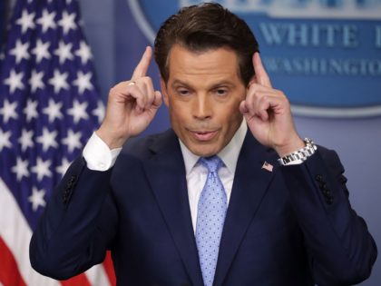 WASHINGTON, DC - JULY 21: Anthony Scaramucci answers reporters' questions during the daily White House press briefing in the Brady Press Briefing Room at the White House July 21, 2017 in Washington, DC. White House Press Secretary Sean Spicer quit after it was announced that Trump hired Scaramucci, a Wall …