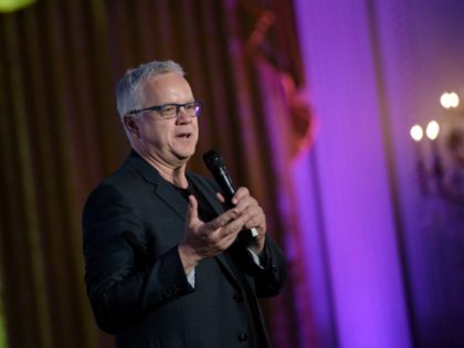 Actor Tim Robbins speaks during the White House Turnaround Arts Talent Show at the White H