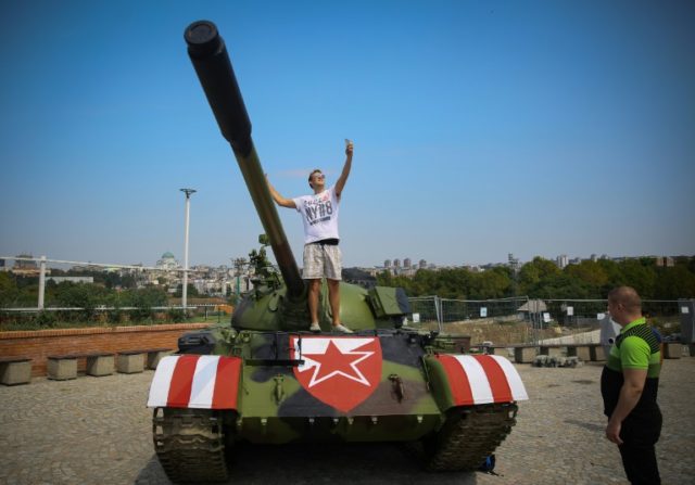 Red Star Belgrade fans park tank, spark uproar