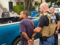 U.S. Immigration and Customs Enforcement officers arrest a migrant during a five-day targeted enforcement operation. (Photo: U.S. Immigration and Customs Enforcement/Enforcement and Removal Operations)