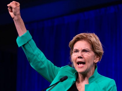 2020 US Democratic Presidential hopeful US Senator from Massachusetts Elizabeth Warren speaks on-stage during the Democratic National Committee's summer meeting in San Francisco, California on August 23, 2019. (Photo by JOSH EDELSON / AFP) (Photo credit should read JOSH EDELSON/AFP/Getty Images)