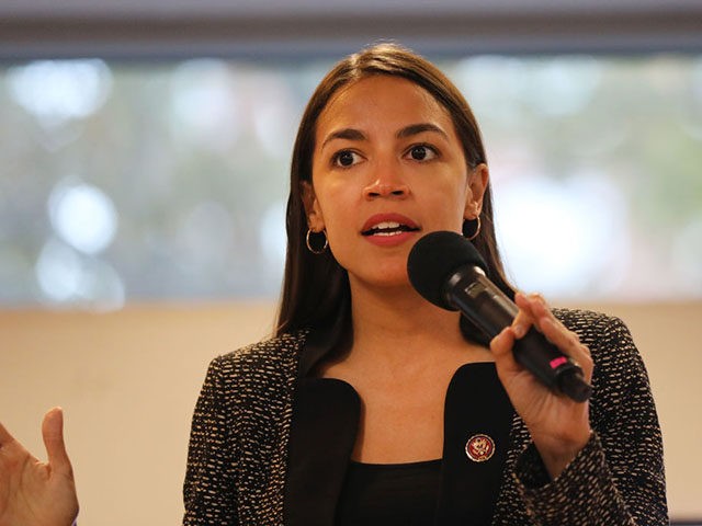 NEW YORK, NEW YORK - AUGUST 29: U.S. Rep. Alexandria Ocasio-Cortez (D-NY) speaks at a publ