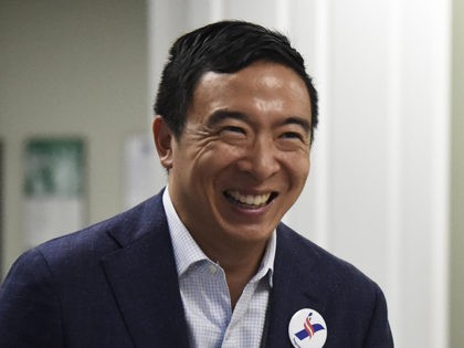 Democratic presidential hopeful and former technology executive Andrew Yang smiles during a campaign stop at the Black Chamber of Commerce on Thursday, Aug. 15, 2019, in Beaufort, S.C. (AP Photo/Meg Kinnard)