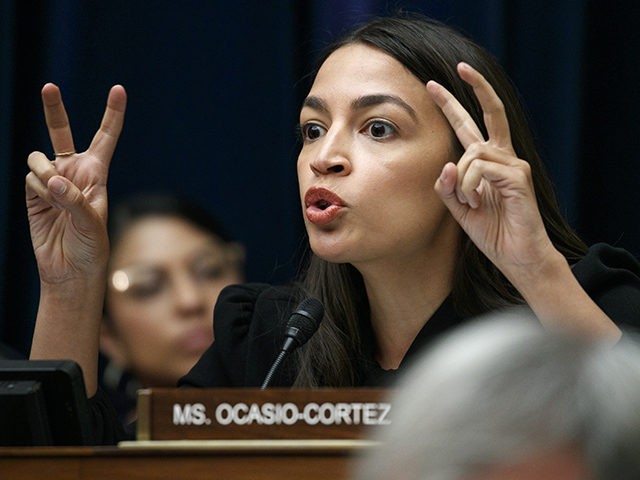 Rep. Alexandria Ocasio-Cortez, D-N.Y., asks a question during a House Oversight subcommitt
