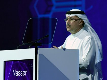 Saudi state oil company Aramco's CEO Amin Nasser speaks during the 24th World Energy Congress (WEC) in the UAE capital Abu Dhabi on September 10, 2019. - Saudi energy giant Aramco is ready for a two-stage IPO but the timing is up to the government, Nasser said today, flagging a …