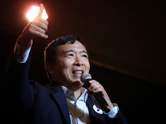 COLUMBIA, SOUTH CAROLINA - JUNE 22: Democratic presidential candidate entrepreneur Andrew Yang speaks at the South Carolina Democratic Party State Convention on June 22, 2019 in Columbia, South Carolina. Twenty-two Democratic presidential candidates are scheduled to appear in South Carolina this weekend as the state Democratic party hosts its annual …