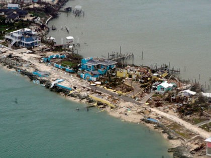 NASSAU, BAHAMAS - SEPTEMBER 03: In this USCG handout image, Overhead view of a row of dama