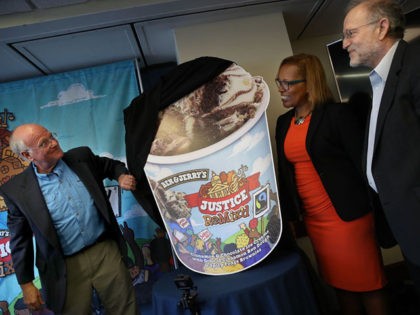 WASHINGTON, DC - SEPTEMBER 03: Ben & Jerry's co-founders Ben Cohen (L) and Jerry Greenfield (R) announce a new flavor, Justice Remix'd, during a press conference with Advancement Project executive director Judith Dianis (C) September 03, 2019 in Washington, DC. Ben & Jerry's launched the new flavor in conjunction with …