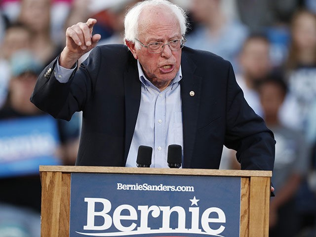 Democratic presidential candidate Sen. Bernie Sanders, I-Vt., speaks during a rally at a c