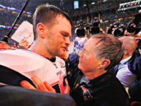 ATLANTA, GA - FEBRUARY 03: Tom Brady #12 of the New England Patriots talks to head coach Bill Belichick of the New England Patriots after the Patriots defeat the Rams 13-3 during Super Bowl LIII at Mercedes-Benz Stadium on February 3, 2019 in Atlanta, Georgia. (Photo by Kevin C. Cox/Getty …