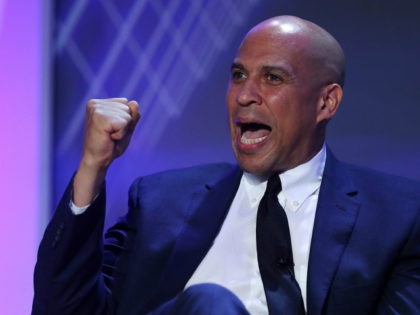 Democratic presidential candidate Sen. Cory Booker (D-NJ) speaks during a U.S. Presidential Candidates Forum at the 2019 NABJ Annual Convention & Career Fair held at the J.W. Marriott Miami Turnberry Resort & Spa on August 08, 2019 in Miami, Florida. The presidential candidates answered questions and spoke before the National …