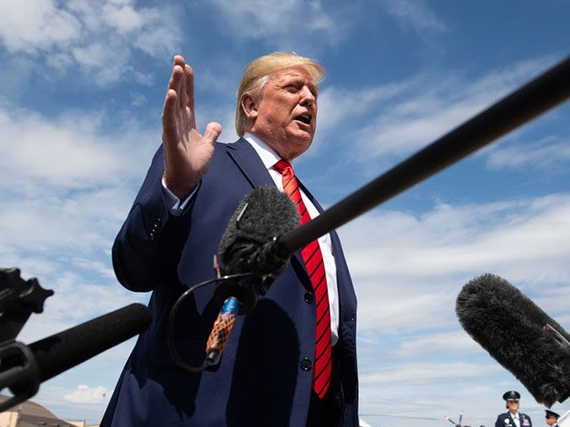 US President Donald Trump speaks to the press after arriving on Air Force One at Joint Base Andrews in Maryland, September 26, 2019, after returning from New York. (Photo by SAUL LOEB / AFP) (Photo credit should read SAUL LOEB/AFP/Getty Images)