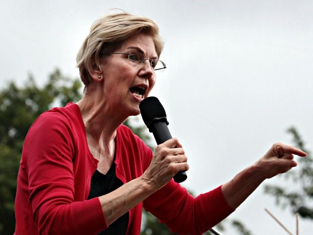 DES MOINES, IOWA - SEPTEMBER 21: Democratic presidential candidate, Sen. Elizabeth Warren (D-MA) speaks at the Polk County Democrats' Steak Fry on September 21, 2019 in Des Moines, Iowa. Seventeen of the 2020 Democratic presidential candidates and more than 12,000 of their supporters made an appearance at the event. (Photo …