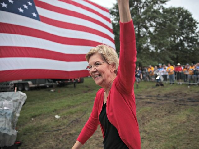 DES MOINES, IOWA - SEPTEMBER 21: Democratic presidential candidate, Sen. Elizabeth Warren (D-MA) greets guests at the Polk County Democrats' Steak Fry on September 21, 2019 in Des Moines, Iowa. Seventeen of the 2020 Democratic presidential candidates and more than 12,000 of their supporters made an appearance at the event. …
