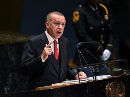 NEW YORK, NY - SEPTEMBER 24: Turkish President Recep Tayyip Erdoan speaks at the United Nations (U.N.) General Assembly on September 24, 2019 in New York City. World leaders are gathered for the 74th session of the UN amid a warning by Secretary-General Antonio Guterres in his address yesterday of …