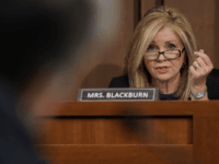 Sen. Marsha Blackburn (R-TN) questions U.S. Attorney General nominee William Barr during his confirmation hearing January 15, 2019 in Washington, DC. Barr, who previously served as Attorney General under President George H. W. Bush, was confronted about his views on the investigation being conducted by special counsel Robert Mueller. (Photo …