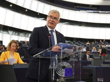 Finnish Prime Minister Antti Rinne speaks during a debate on Finnish EU presidency priorities during a plenary session at the European Parliament in Strasbourg, eastern France, on July 17, 2019. (Photo by FREDERICK FLORIN / AFP) (Photo credit should read FREDERICK FLORIN/AFP/Getty Images)