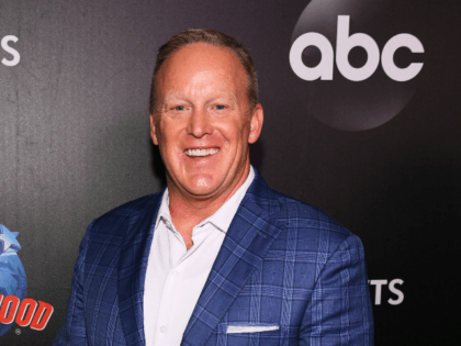 Former White House Press Secretary Sean Spicer arrives at the 2019 "Dancing With The Stars" Cast Reveal at Planet Hollywood Times Square on August 21, 2019 in New York City. (Photo by Dave Kotinsky/Getty Images for Planet Hollywood International)
