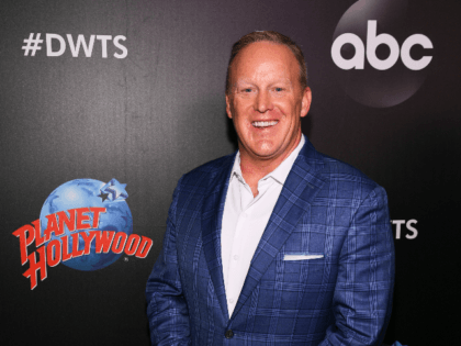 Former White House Press Secretary Sean Spicer arrives at the 2019 "Dancing With The Stars" Cast Reveal at Planet Hollywood Times Square on August 21, 2019 in New York City. (Photo by Dave Kotinsky/Getty Images for Planet Hollywood International)