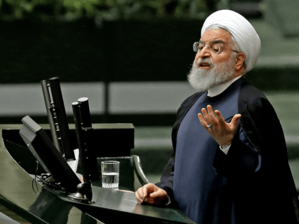 Iran's President Hassan Rouhani addresses parliament in the capital Tehran on September 3, 2019. - In an address to parliament, Rouhani ruled out holding any bilateral talks with the United States, saying the Islamic republic is opposed to such negotiations in principle. He also said Iran was ready to further …