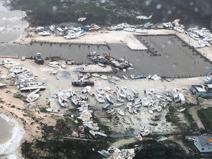 BAHAMAS, SEPTEMBER 2: In this USCG handout image,damage is seen to a marina as Coast Guard Air Station Clearwater forward-deployed four MH-60 Jayhawk helicopter crews in support of search and rescue and humanitarian aid in the Bahamas, September 2, 2019. As Hurricane Dorian makes its way across the Bahamas, the …