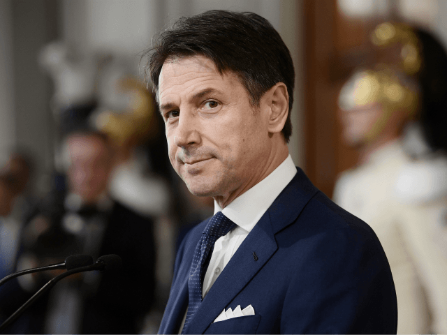 Italy's premier-designate Giuseppe Conte reacts as he starts to read the list of his new cabinet after a meeting with Italian President, at the Rome's Quirinale Presidential palace on September 4, 2019. (Photo by Filippo MONTEFORTE / AFP) (Photo credit should read FILIPPO MONTEFORTE/AFP/Getty Images)
