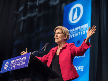 Democratic presidential candidate, Sen. Elizabeth Warren (D-MA) speaks during the New Hampshire Democratic Party Convention at the SNHU Arena on September 7, 2019 in Manchester, New Hampshire. Nineteen presidential candidates will be attending the New Hampshire Democratic Party convention for the state's first cattle call before the 2020 primaries. (Photo …