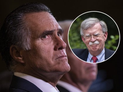 (INSET: John Bolton) NEW YORK, NY - SEPTEMBER 9: (L-R) Senators Mitt Romney (R-UT) and Ron